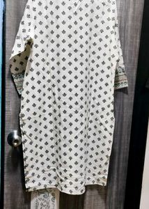 White Kurta with Black Print