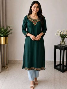 Embroidered Teal Kurta