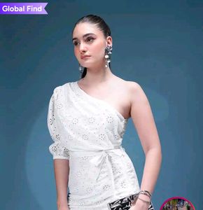 Chic White One-Shoulder Eyelet Dress