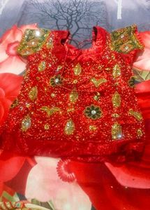 Red Embellished fish cut state lehanga
