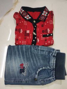 Red USA Polo Shirt Jeans