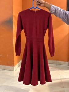 Chic Burgundy Fit &amp; Flare Knit Dress