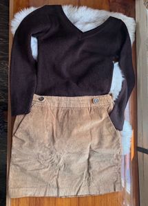 Corduroy Skirt & Knit Top Set