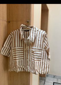 Striped Button-Up Short Sleeve Shirt