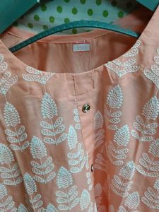 Peach Embroidered Kurta