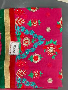 Stunning Pink Embroidered Saree