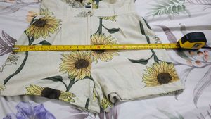 Sunflower Print Sleeveless Utility Romper