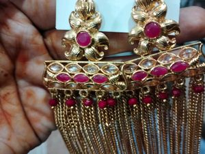Beautiful Gold Plated Earrings with Red Stones
