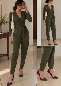Olive Green Wrap Jumpsuit