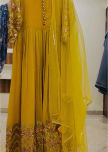 Elegant Yellow Embellished Ethnic Gown