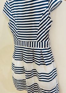 Chic Navy &amp; White Striped Fit &amp; Flare Dress