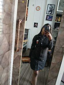 striped semi wool middi