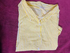 Yellow & White Striped Button-Up Top