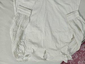 Chic White Ruffled Eyelet Blouse