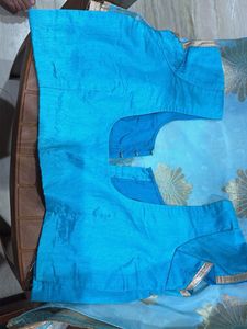Beautiful Blue Saree with Gold Motifs