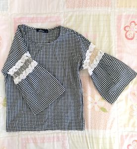 Korean Gingham🎀 Lace Top