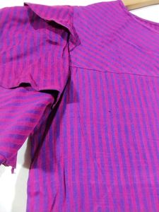 Pink And Purple Printed Round Neck Top (Women)