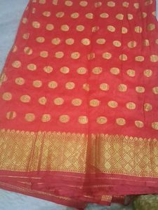 Red & Gold Patterned Saree