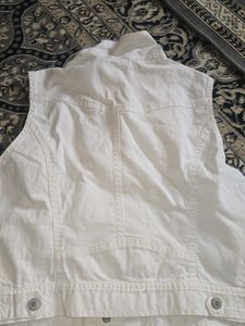 White Denim Moto Vest