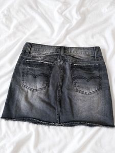 Women's Grey Denim Mini Skirt