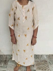 Cream Floral Print Kurta