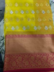 lemon yellow saree