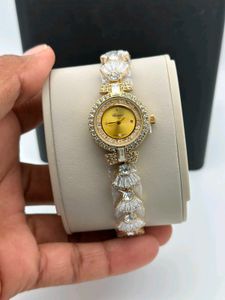 Elegant Chopard-Style Watch with Crystal Accents