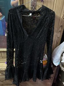 Elegant Black Lace Bell Sleeve Top