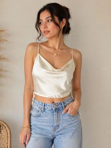 Satin White Crop Top