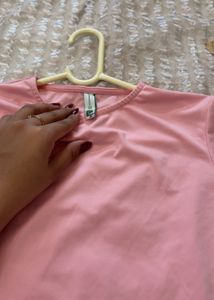 Newme Soft Pink Basic Crew Neck Tee