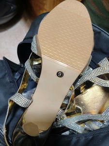 Sparkling Embellished Gold Sandals