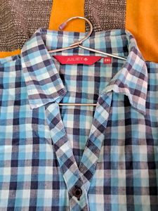Pre-loved, Juliet, Sky Blue Checked Shirt