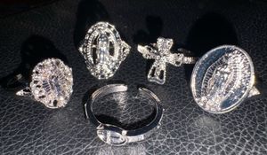 Set of 5 Gothic Cross Rings