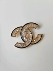 Elegant CC Brooch with Crystals