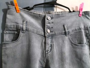 High Waisted Grey Jeans