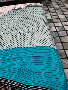 Blue Polka Dot  Saree