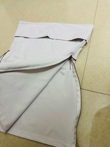 White Strapless Asymmetrical Top