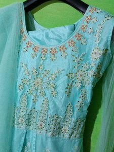 Light Blue Embroidered Anarkali