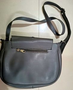 Grey Leather Crossbody Bag with Tassel
