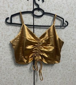 IMPORTED Golden Ruched Camisole Top