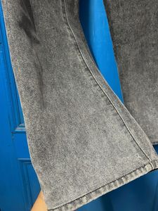 Grey Washed Wide Leg Jeans