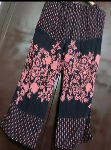 Black Lower Pyjama Pink Floral Print For 30 Waist