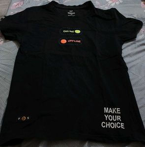 Black "Online/Offline" Graphic T-Shirt