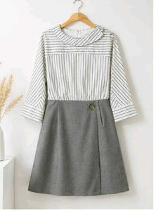 Chic Striped & Grey A-line Dress