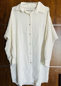 Oversized offWhite Shirt With Diamond Buttons