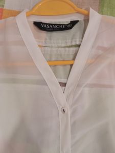 Long White Top with graphic print