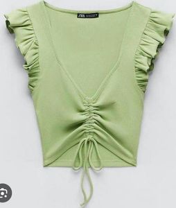 Green Ruched Crop Top