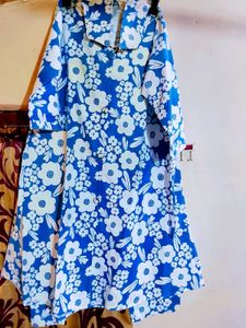 Floral Print Blue Dress