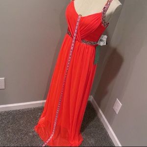 City Triangles Prom Dress Bright Pink Beaded Gown