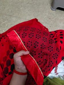 New soft saree unstiched with dot design